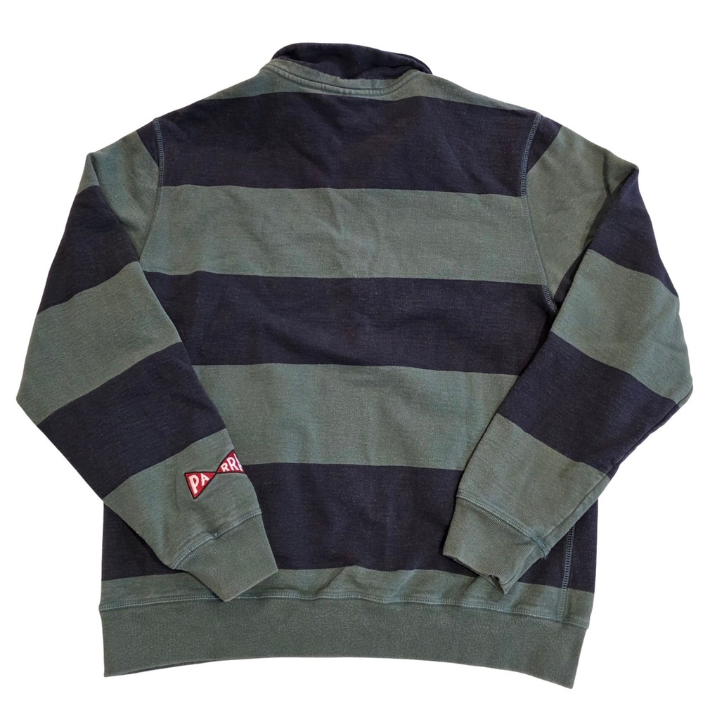 Parra Striped Quarter Zip Sweatshirt Mens Medium Navy Green Pullover Portugal - Picture 2 of 5